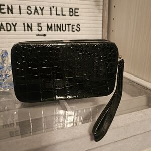 Elegant Black Embossed Wristlet